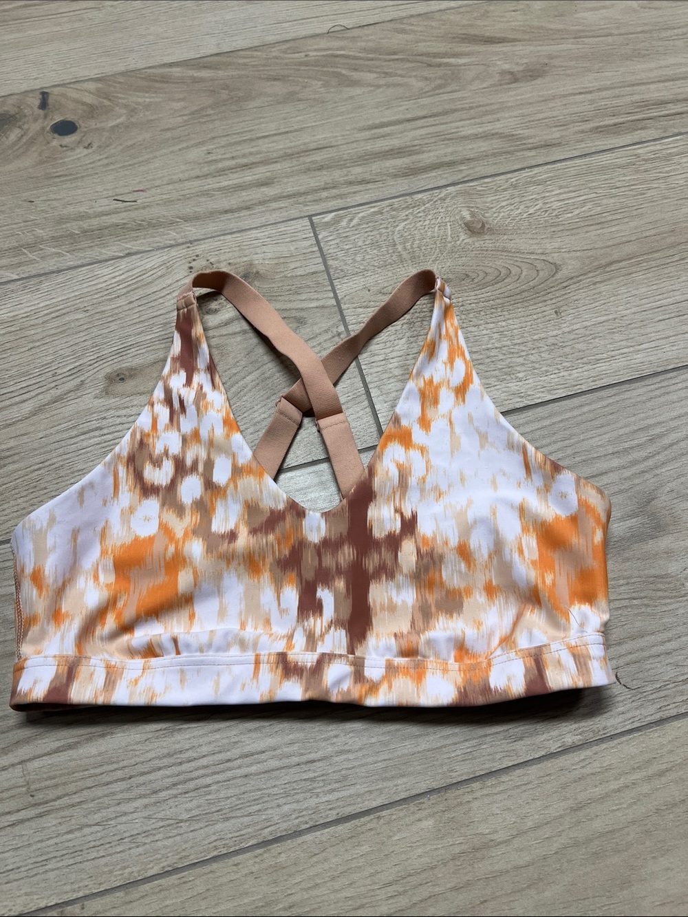 aerie Orange Brown & White Printed Strappy Bralette